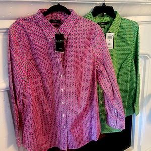 Lauren - pink & green button down 2X set of two shirts / No Iron